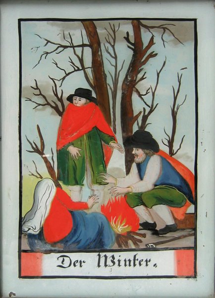 Der Winter, aus einer Folge der „Vier Jahreszeiten“, Oberammergau (Seehausen o. Murnau), 1. Hälfte 19. Jh.