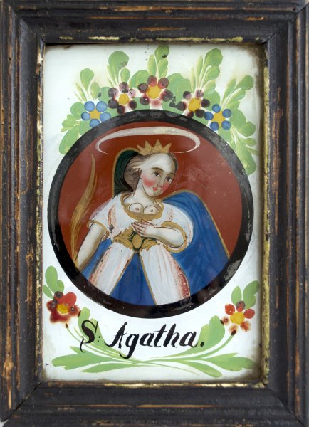 Hl. Agathe, Ammergauer Taferl, Joseph Mangold Werkstatt, 2. Viertel 19. Jahrhundert